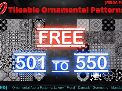 50 Free Tileable Ornamental Patterns - Part of Vol 5 Texture
