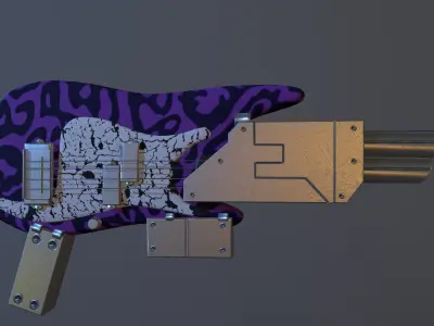 Guitar Gun Futuristic Low-poly 3D model