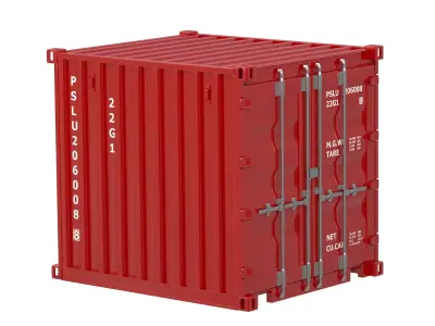 8ft Shipping Container Red 3D model