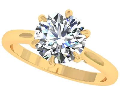 6 Prong Set Round Stone Solitary Ring 3D print model purchase
