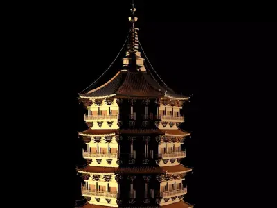 Chinese ancient tower  3D model