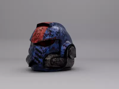 Space Marine Helmet Battle Damaged Low-poly 3D model