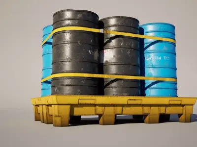  Oil Barrel Pallet Low-poly 3D model