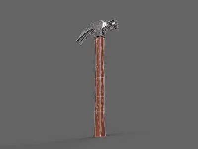 PBR Claw Hammer Wood2 Low-poly 3D model