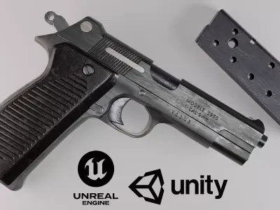 PAMAC 50 pistol - GameReady  Low-poly 3D model