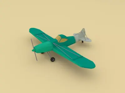 Airplane cartoon - 05 Low-poly 3D model