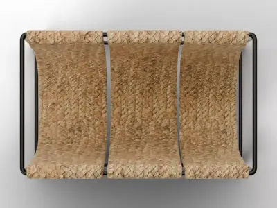 Woven Jute and Industrial Iron Magazine Rack - Artisan Series Low-poly 3D model