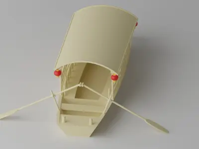 Old Traditional Chinese Wooden Passenger Boat 3D model