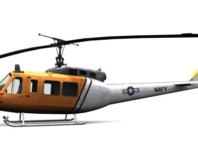 Rescue helicopter uh 1 Low-poly 3D model