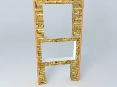 tvstand2 brick wall with shelf Free 3D model