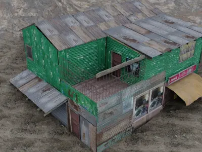 Shanty Green Shanty Villa Game-Ready  Low-poly 3D model