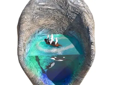 whale rock Low-poly 3D model