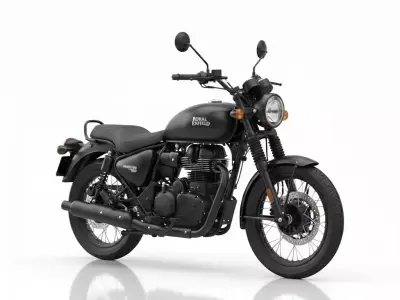 Classic Matte Black Royal Enfield Meteor 350 Cruiser Motorcycle Low-poly 3D model
