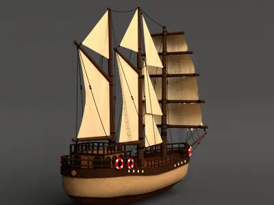 Old Sailing Boat Low-poly 3D model purchase