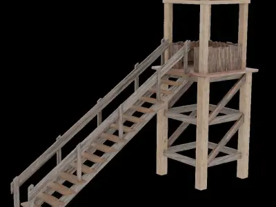 Medieval Watch Tower Low-poly 3D model