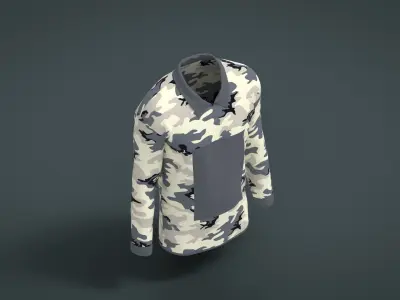 Military Outfit - T-shirt Low-poly 3D model 59