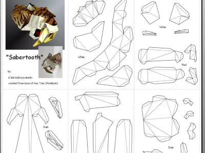Saber Tooth Tiger LowPoly pattern Free low-poly 3D model