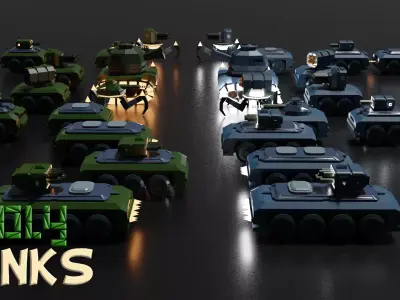 Low Poly War 13 Vehicles Package Low-poly 3D model