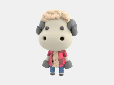 Cute Sheep 3D Illustration 3D model 3