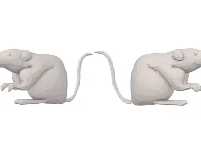 Low Poly Mouse two rat figurines Low-poly 3D model