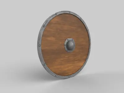 Shield wooden Low-poly 3D model