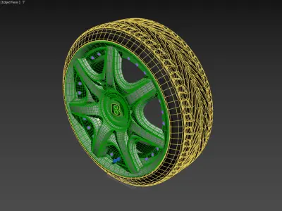 Bentley Continental GT wheel with tire Low-poly 3D model