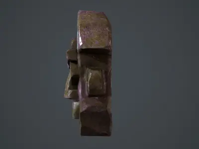 Aztec head Low-poly 3D model