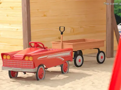Old Retro Murray Pedal Car Red 3D model