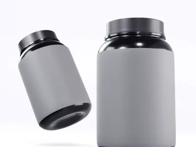 Plastic Whey Supplement Pot Packaging 3D Model 3D model