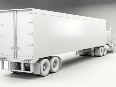 Generic Semi Truck Day Cab and Dry Van Box Trailer UT 3D model