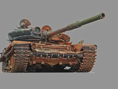 T-72 tank burned 3D model