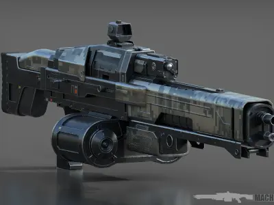 Machine gun 3D model 2