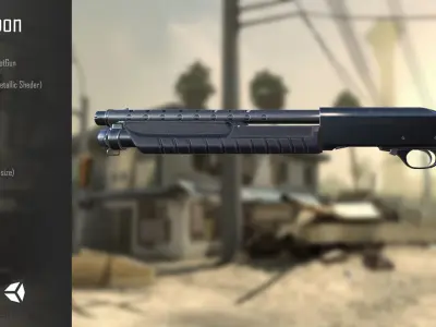 ShotGun PBR gun in video game Low-poly 3D model