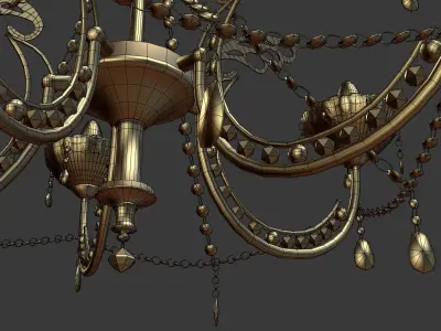 gold and crystal chandelier 3D model