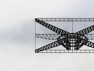 100m2 Solar Panels turnable base 3D model