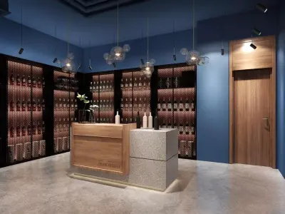 High-end liquor  wine retail store interior  3D model