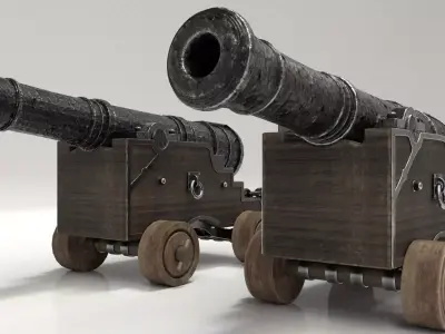 Old Cannon Low-poly 3D model by Infinity-Models