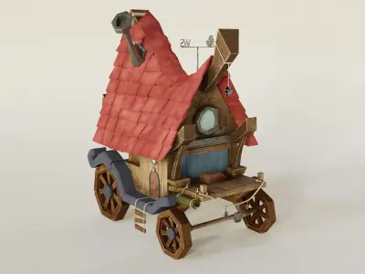 Wooden witch hut low poly 3D model Low-poly 3D model