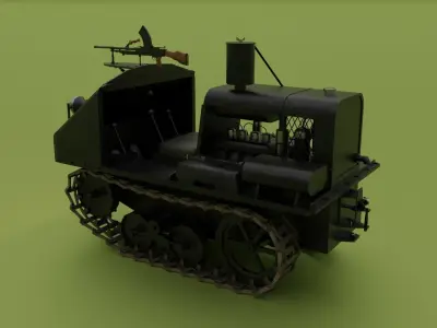 Vickers Carden Lloyd Utility Tractor Low-poly 3D model