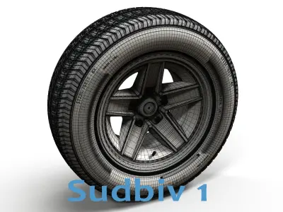 80s sport car wheel highpoly 3D model