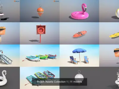 Beach Assets Collection 1 3D Model Pack