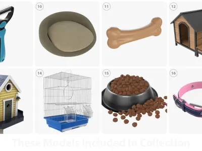 Pet and domestic animal related items 3D model