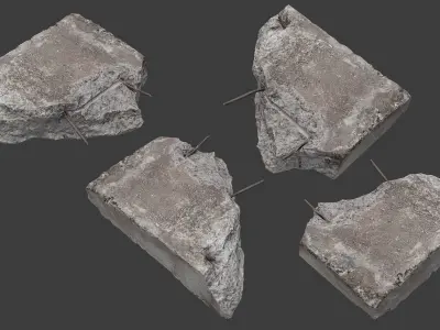 Scanned Construction Debris Pack Low-poly 3D model