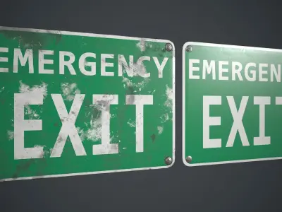 Plastic Exit Sign 3 PBR Game Ready Low-poly 3D model