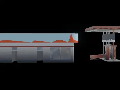 Low Poly stylized Old Gas Station Low-poly 3D model