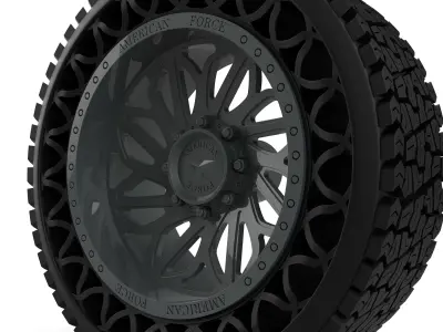 airless article tire with american force wheel 3D print model