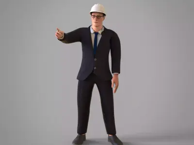 Worker Supervisor Character Rigged Low-poly 3D model