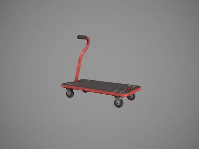 Transport Trolley - Red Low-poly 3D model