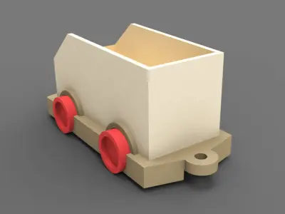 Wooden train toy piggy bank money box 3D model