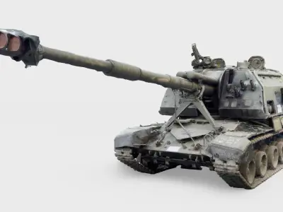 Destroyed 2S19 Msta 152 mm self-propelled howitzer M1990 3D model buy